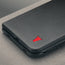 Close up of the Black with red detail Leather Folio Case (with Rotating Stand) for the iPhone Ultra