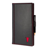 Leather Golf Scorecard Holder (PRO Edition) - Black with Red Detail