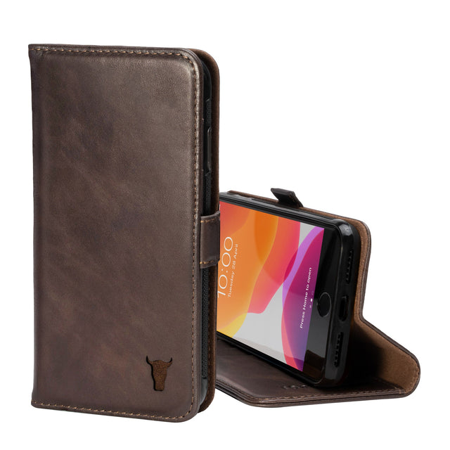 Dark Brown Leather Stand Case for iPhone SE (2020), iPhone 8 and iPhone 7