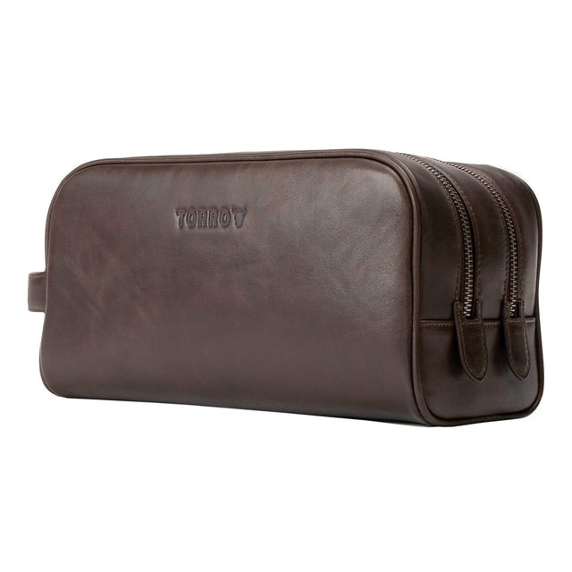 Dark Brown Leather Wash Bag