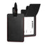 Black with Red Stitching Leather Luggage Tag