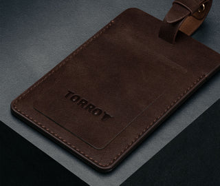 Dark Brown Leather Luggage Tag