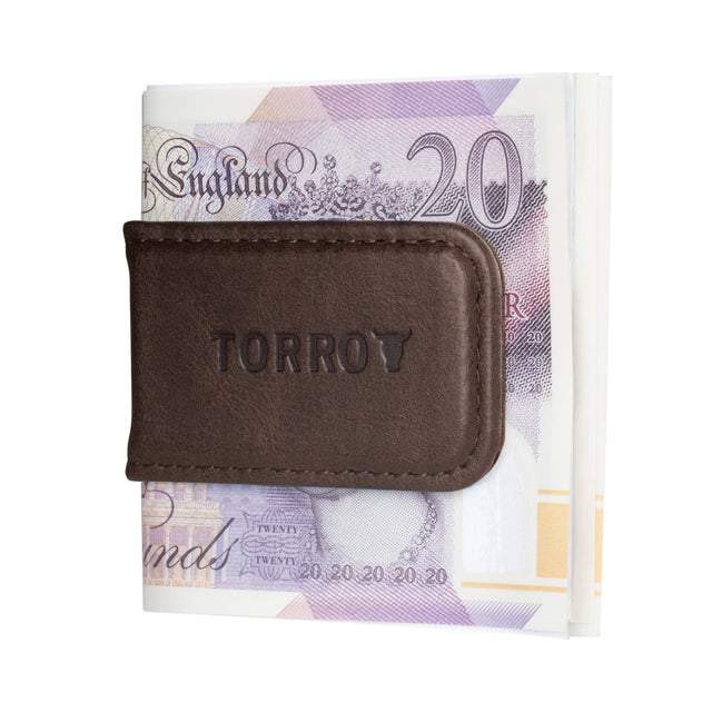 Dark Brown Leather Money Clip