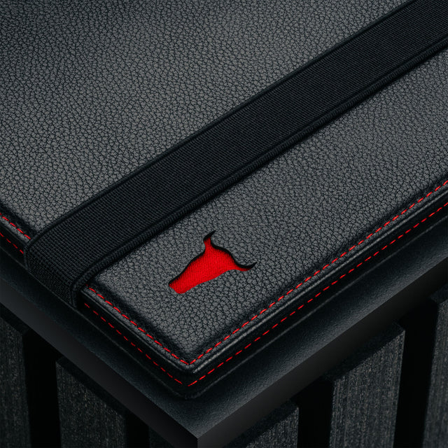 Black Leather (with Red Stitching) A5 Notebook Cover