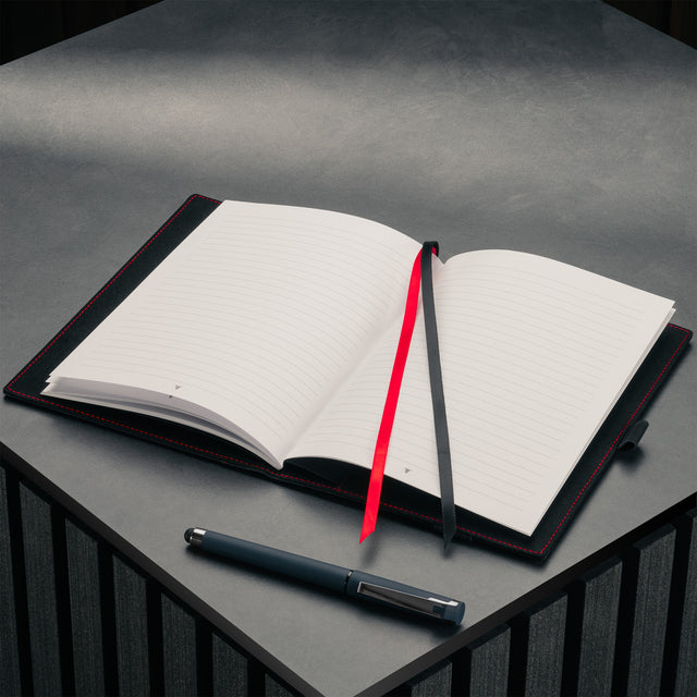 Black Leather (with Red Stitching) A5 Notebook Cover