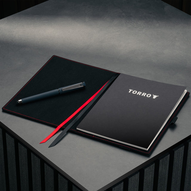 Black Leather (with Red Stitching) A5 Notebook Cover