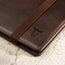 Close up of the TORRO bulls head logo on the Dark Brown Leather Passport holder