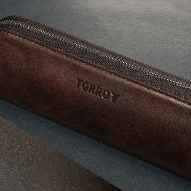 Dark Brown Leather Pencil Case