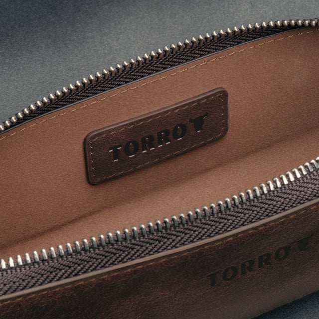 Inside the Dark Brown Leather Pencil Case