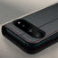 Camera cutout on the Black with Red Stitching Leather Case for the Google Pixel 11 Pro