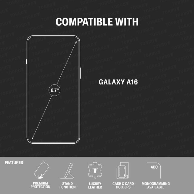 Compatibility and features of the Black with Red Detail Leather Case for Galaxy A16