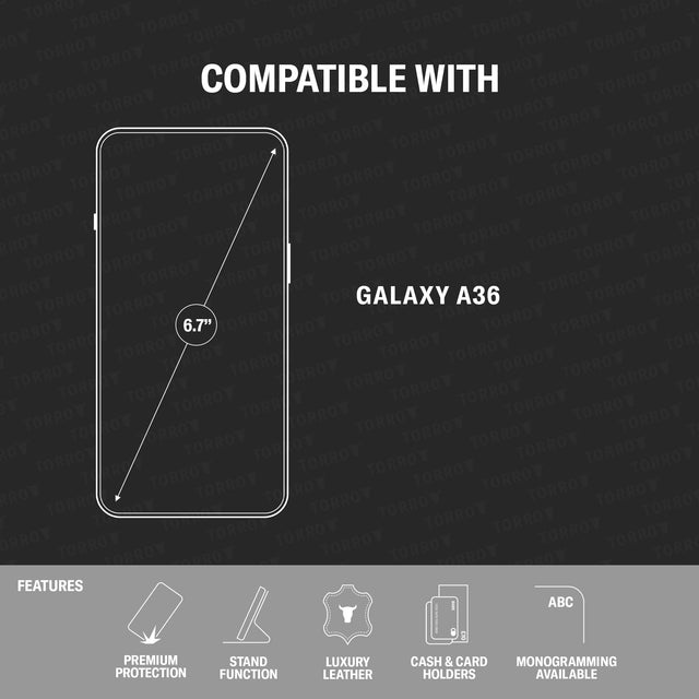 Compatibility and features of the Black with Red Detail Leather Case for Galaxy A36