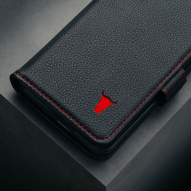 Black with Red Detail Leather Case for Samsung Galaxy Z Fold6