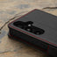 Camera cutout on the Black Leather with Red Detail Case for Galaxy S24 FE