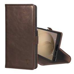 Dark Brown Leather Stand Case for Galaxy S26 Ultra
