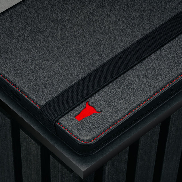 Black with Red Stitching Leather Case for Samsung Galaxy Tab A9 Plus