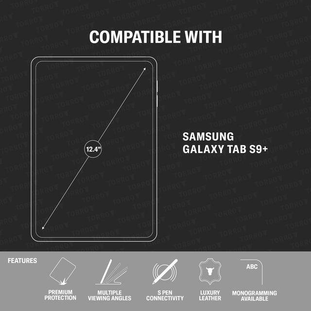 Compatibility and features of the Black with Red Detail Leather Case for Samsung Galaxy Tab S9+