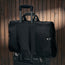 Black Trifold Canvas Suit Carrier / Garment Bag attached to a suitcase