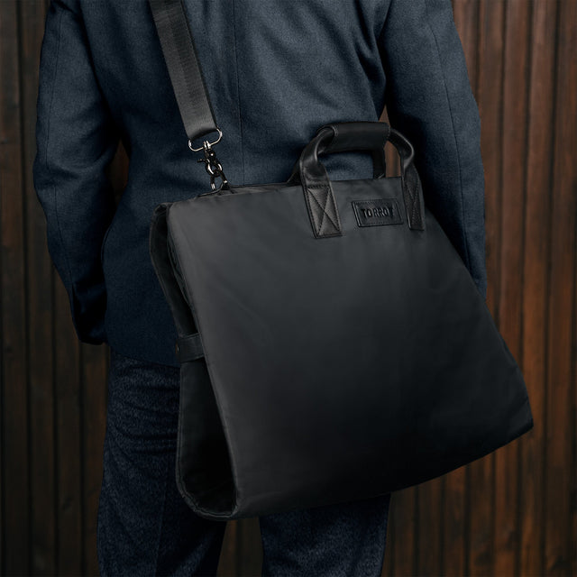 Black Trifold Canvas Suit Carrier / Garment Bag