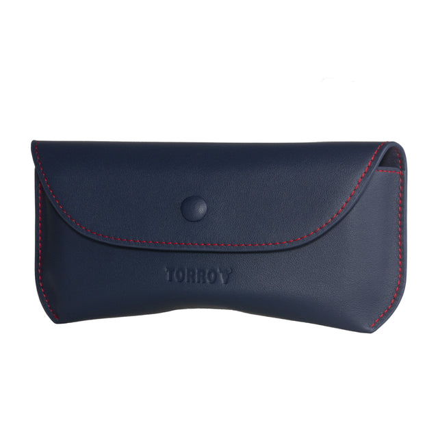 Navy Blue Leather Sunglasses Case