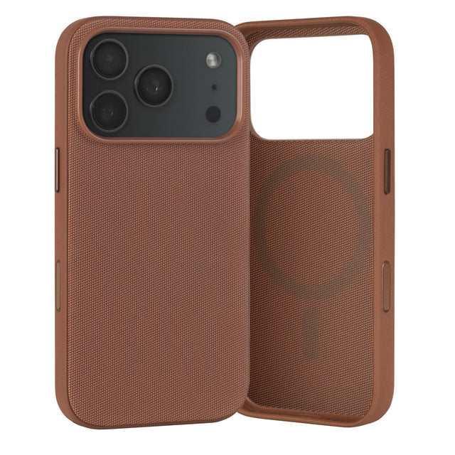 Brown Woven Fabric Bumper Case for iPhone 17 Pro Max