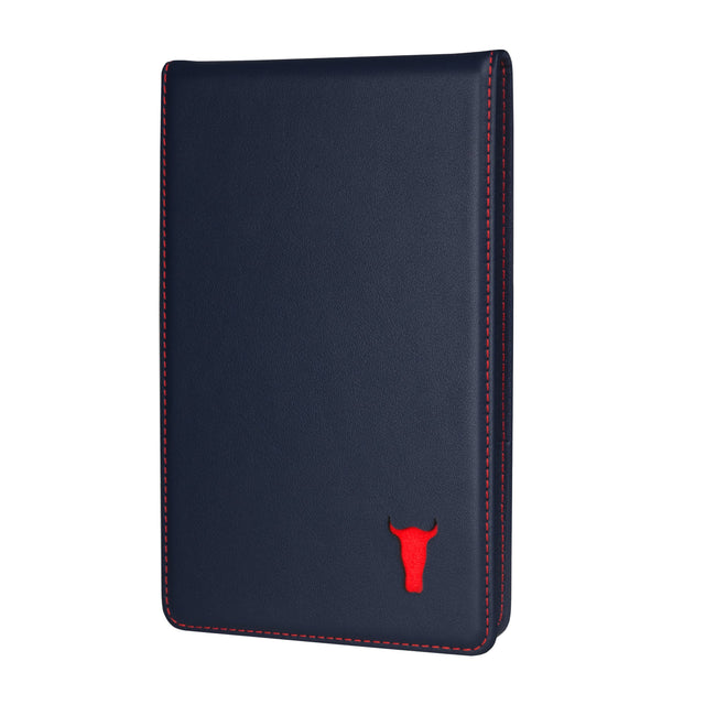 Navy Blue with Red Stitching Golf Scorecard Holder and Yardage Book Cover